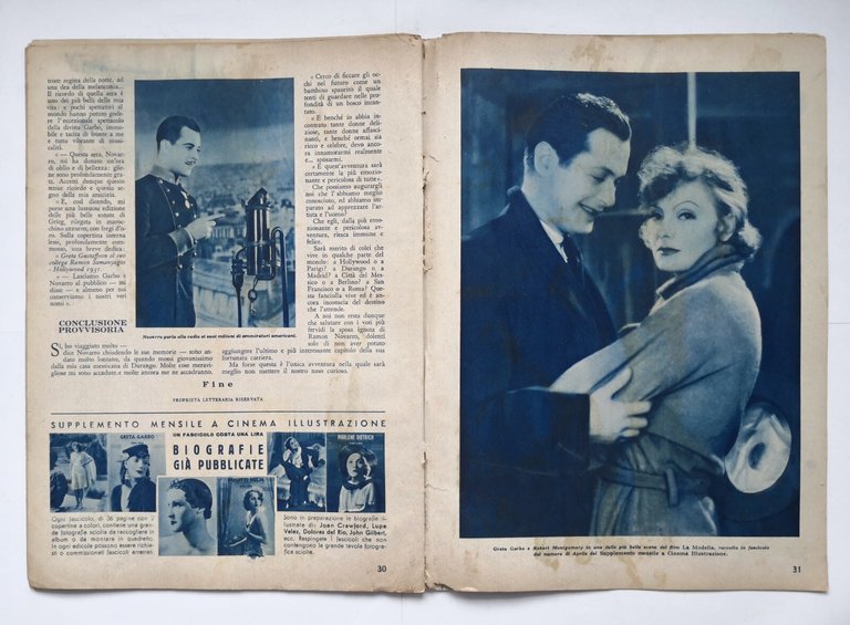 RAMON NOVARRO romanzo sua vita film 1933 supplemento Cinema Illustrazione …