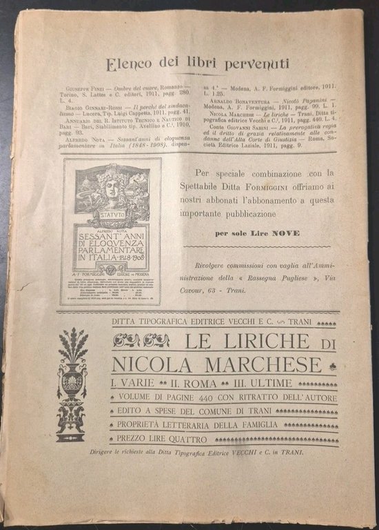 RASSEGNA PUGLIESE di Scienze Lettere e Arti APRILE 1911 Grotte …