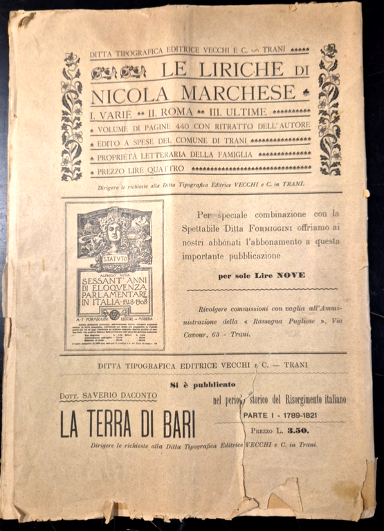 RASSEGNA PUGLIESE di Scienze Lettere e Arti GIUGNO 1911 terra …