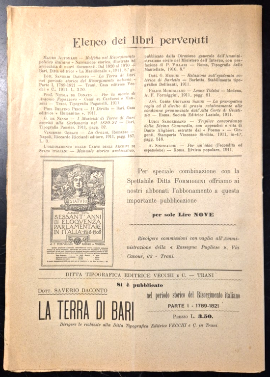 RASSEGNA PUGLIESE di Scienze Lettere e Arti MAGGIO 1911 Castello …