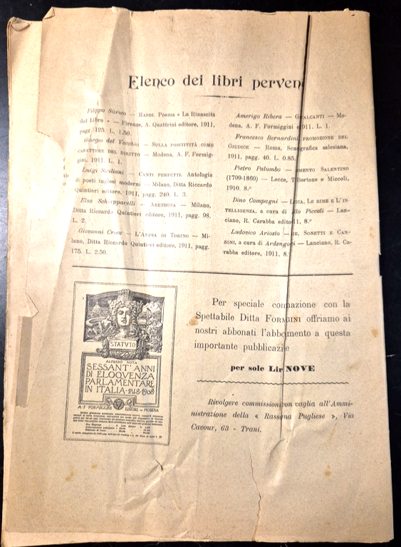RASSEGNA PUGLIESE di Scienze Lettere e Arti MARZO 1911 Avvenimenti …