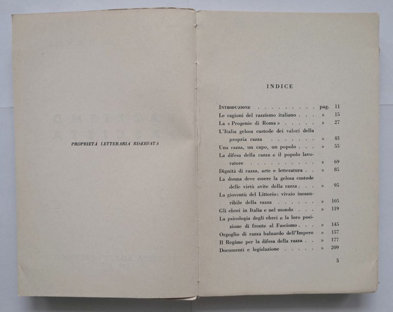 RAZZISMO FASCISTA di Antonio Banzi 1939 Libreria Agate libro