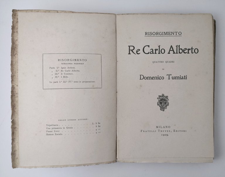 RE CARLO ALBERTO quattro quadri di Domenico Tumiati 1909 Treves …