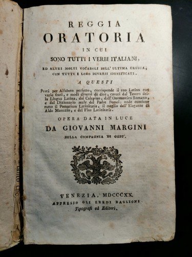REGGIA ORATORIA IN CUI SONO TUTTI VERBI ITALIANI di Giovanni …