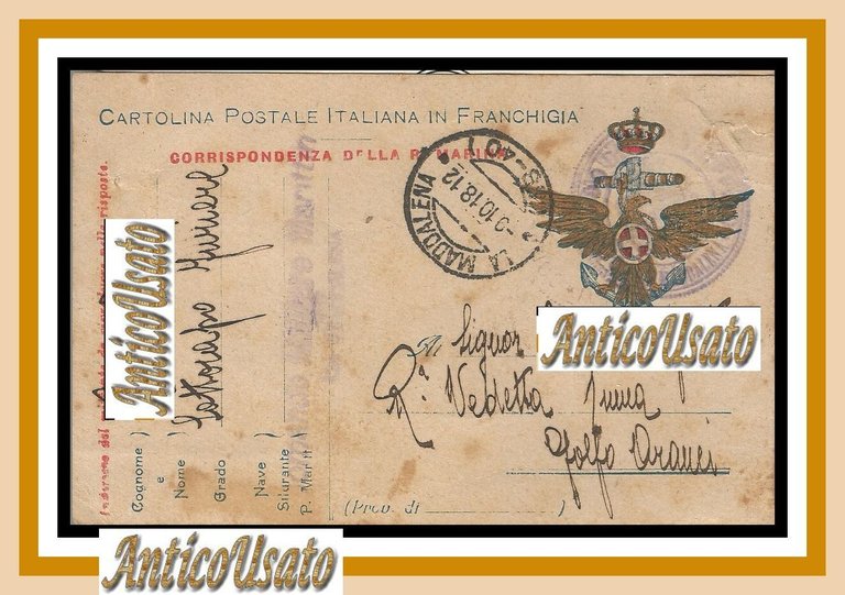 REGIA MARINA ITALIANA 1918 I Guerra Mondiale Cartolina Postale in …