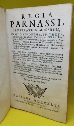 REGIA PARNASSI SEU PALATIUM MUSARUM 1746 Remondini dizionario Libro antico