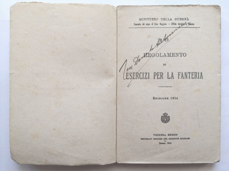 REGOLAMENTO DI ESERCIZI PER LA FANTERIA Numero 17 1914 Voghera …
