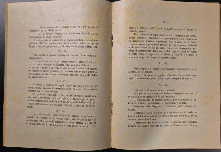 REGOLAMENTO PER ASSOGGETTAMENTO DISCIPLINA MILITARE premilitare postmilitar 1928