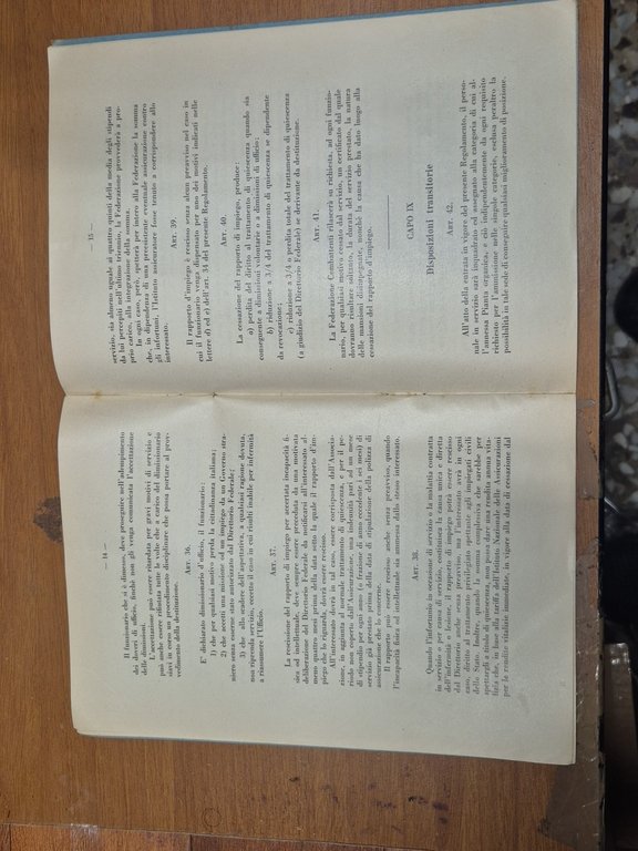 REGOLAMENTO PER IL PERSONALE DELLE FEDERAZIONI PROVINCIALI COMBATTENTI 1936 libr