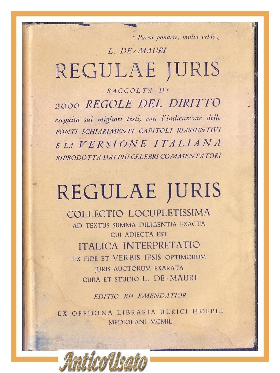 REGULAE JURIS raccolta di 2000 regole del diritto de Mauri …