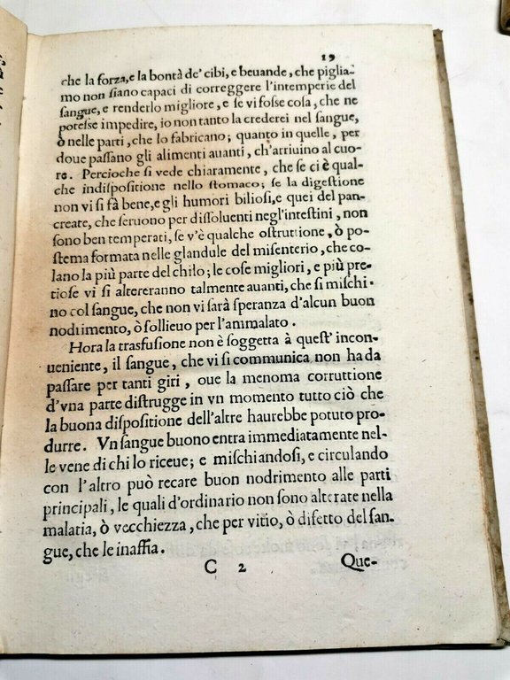 RELAZIONE DELL'ESPERIENZE SU TRASFUSIONE DEL SANGUE 1668 Manolessi libro antico