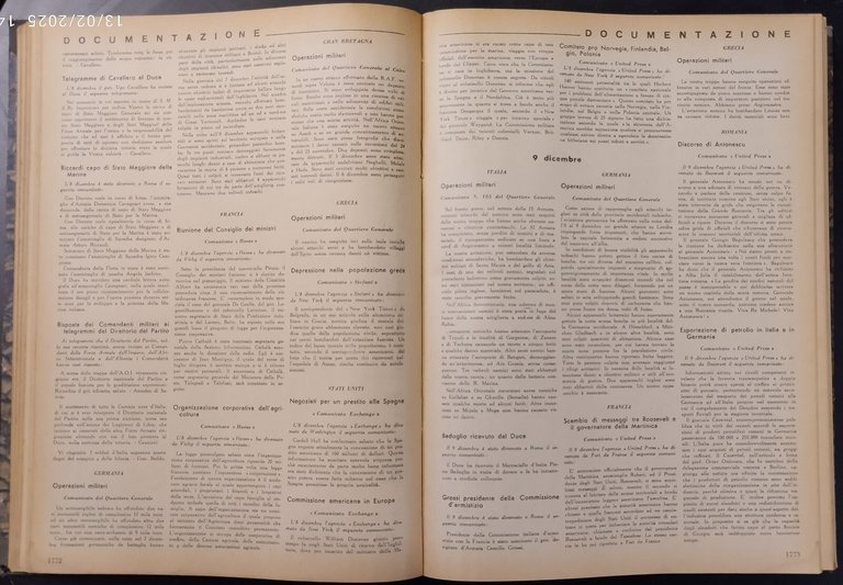 RELAZIONI INTERNAZIONALI Settimanale di Politica 1940 1941 15 NUMERI RILEGATI
