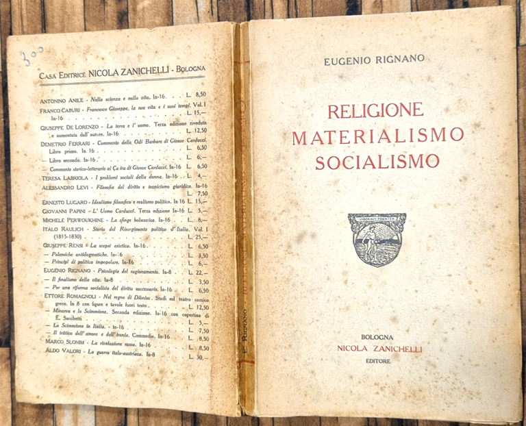 RELIGIONE MATERIALISMO SOCIALISMO di Eugenio Rignano 1920 Zanichelli Libro | Immagine Gallery 2