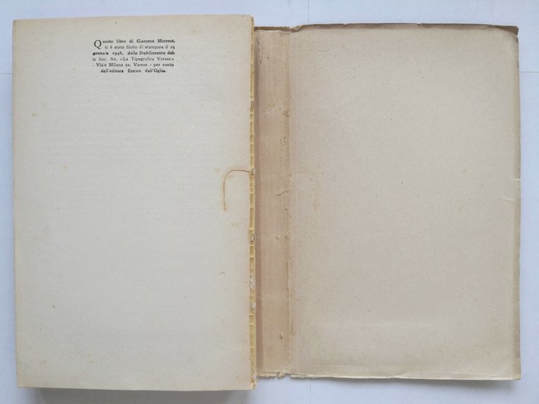 RELIQUIE di Giacomo Matteotti 1946 Dall'Oglio II edizione libro confessioni