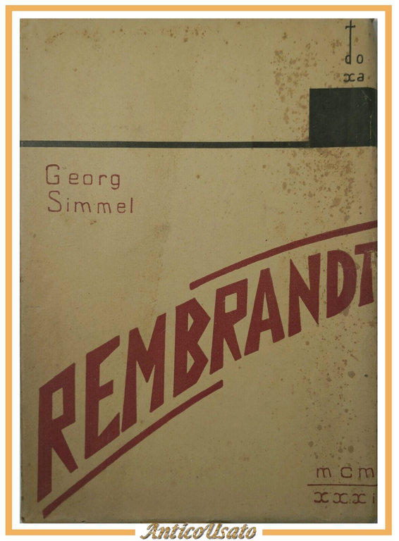 REMBRANDT di Georg Simmel 1931 Doxa Libro Arte Vintage Saggio … | Immagine Gallery 1