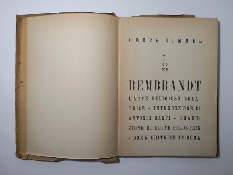REMBRANDT di Georg Simmel 1931 Doxa Libro Arte Vintage Saggio …