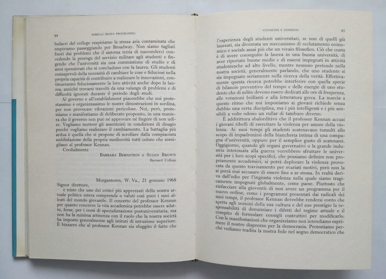 RIBELLI SENZA PROGRAMMA di George Kennan 1969 Rizzoli libro contestazione …