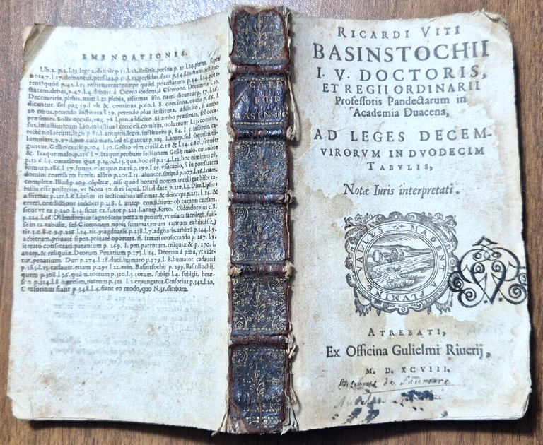 RICARDI VITI ad leges decemvirorum in duodecim tabulis 1598 Libro …