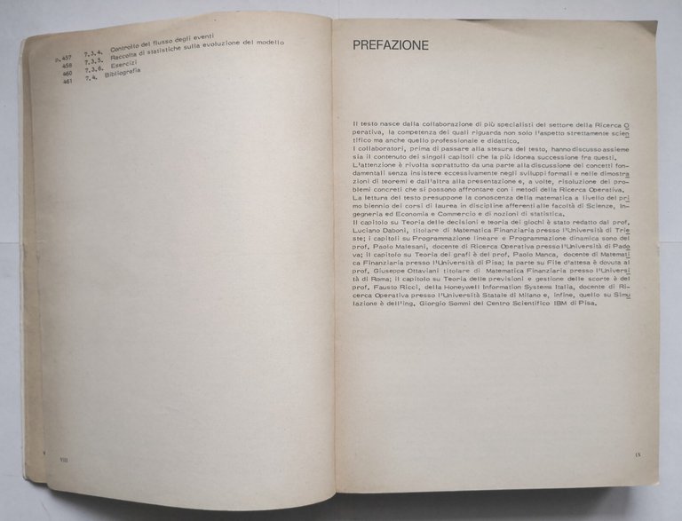 RICERCA OPERATIVA di Daboni Malesani Manca Ottaviani 1982 Zanichelli Libro