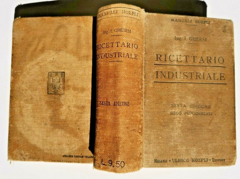 RICETTARIO INDUSTRIALE di Italo Ghersi 8500 procedimenti 1915 Hoepli libro