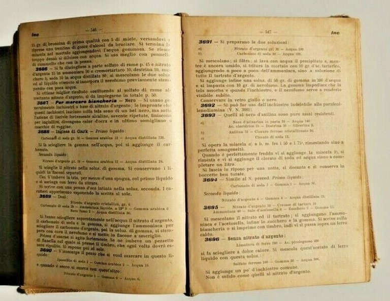 RICETTARIO INDUSTRIALE di Italo Ghersi 8500 procedimenti 1915 Hoepli libro