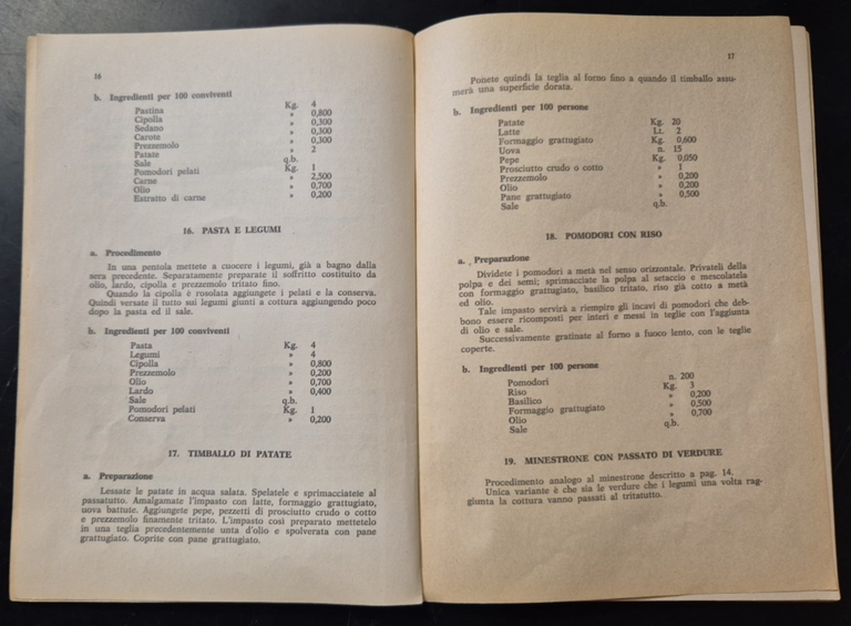 RICETTARIO PER LA PREPARAZIONE DEL VITTO MILITARE 1967 Maddaloni Libro …