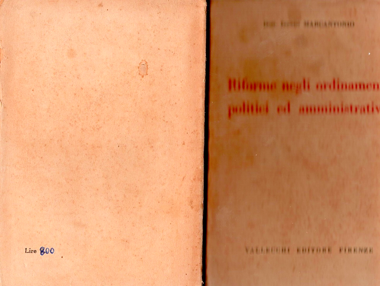 RIFORME NEGLI ORDINAMENTI POLITICI ED AMMINISTRATIVI di I Marcantonio 1923 …