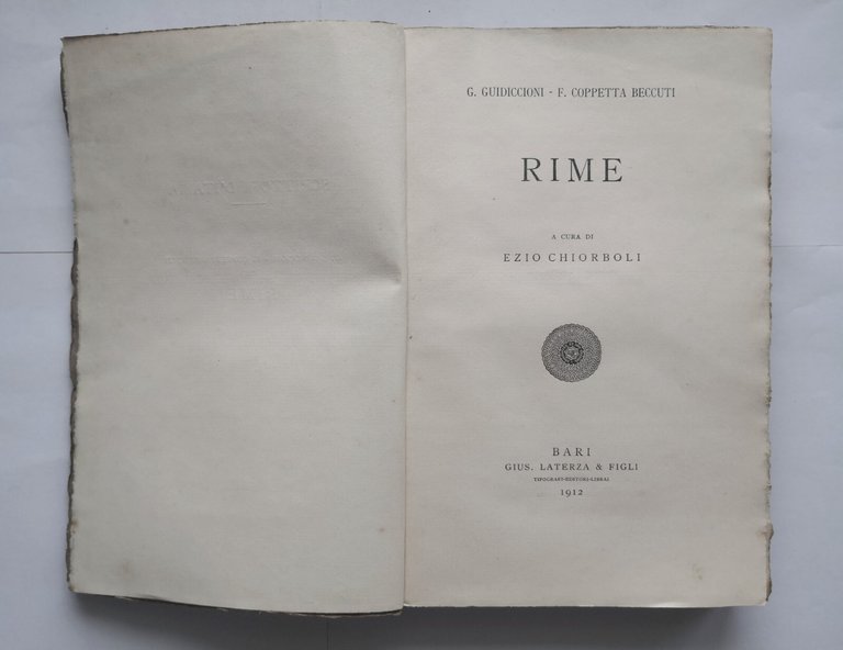 RIME di Guidiccioni e Coppetta Beccuti 1912 Laterza scrittori d'Italia …