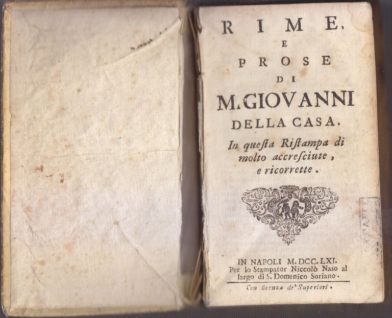 RIME E PROSE di Monsgnor Giovanni Della Casa 1761 Naso …