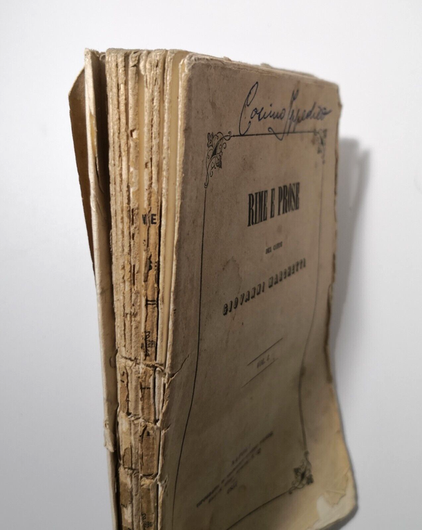 RIME E PROSE volume I di Giovanni Marchetti 1857 Tornese …