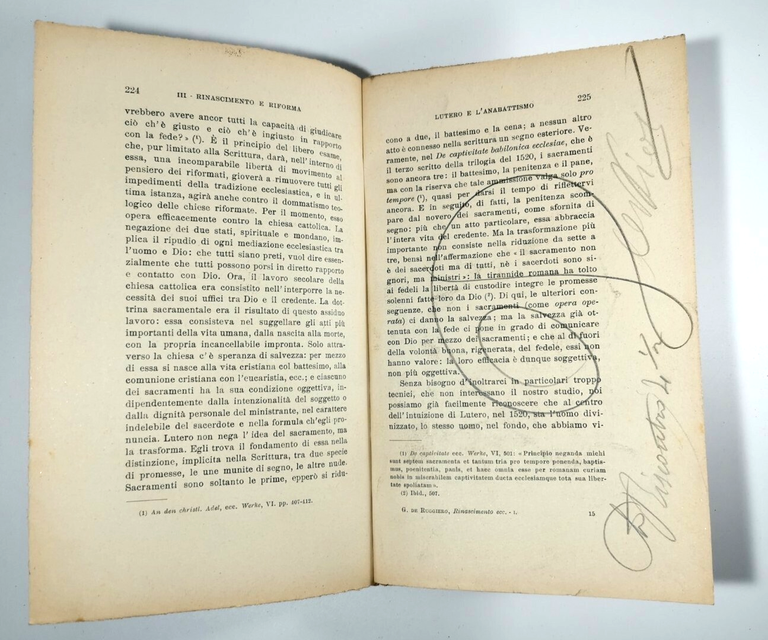 RINASCIMENTO RIFORMA E CONTRORIFORMA volume 1 di Guido de Ruggiero …