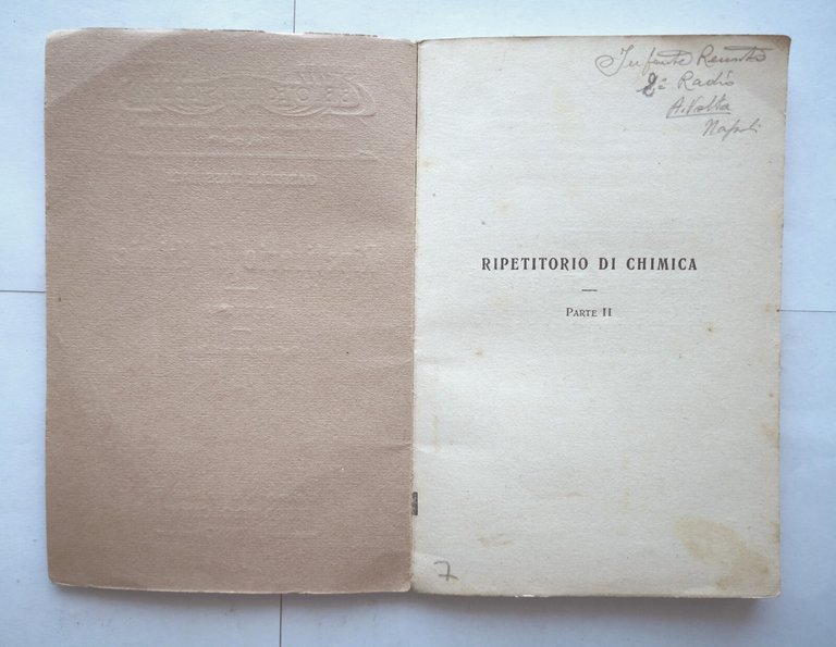 RIPETITORIO DI CHIMICA di Gabriele Tassinari parte 2 1936 Raffaello …