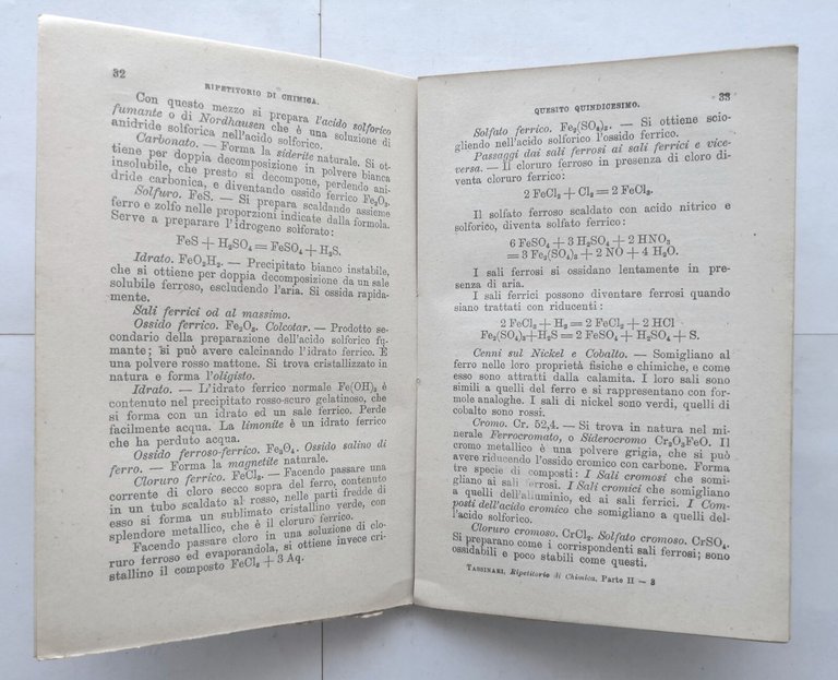 RIPETITORIO DI CHIMICA di Gabriele Tassinari parte 2 1936 Raffaello …