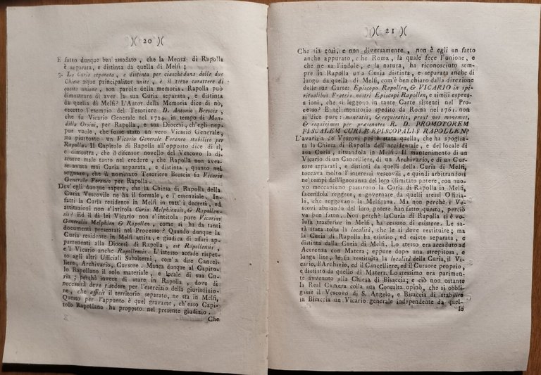 RISPOSTA DEL CAPITOLO CATTEDRALE DI RAPOLLA AL VESCOVO MELFI 1803 …