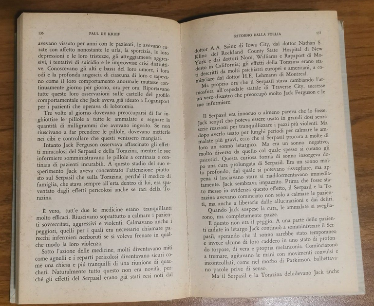 RITORNO DALLA FOLLIA di Paul De Kruif 1961 Mondadori libro …