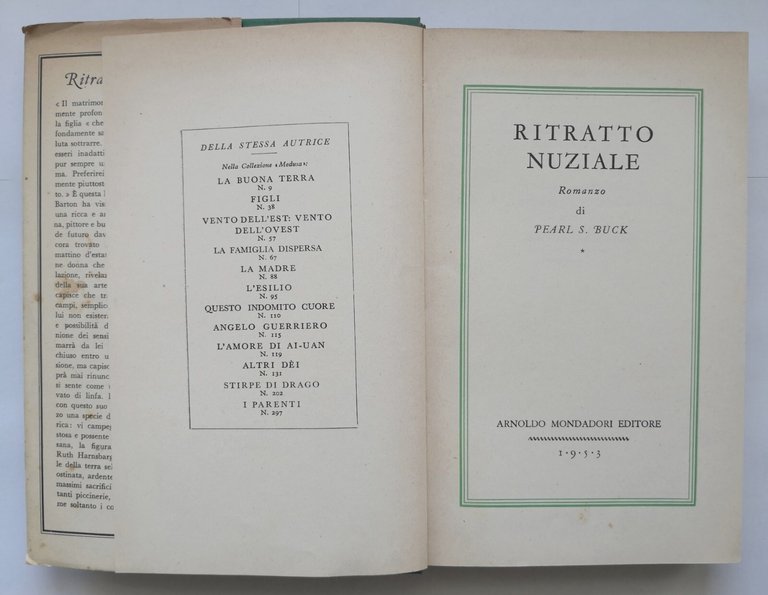 RITRATTO NUZIALE romanzo di Pearl Buck 1953 Mondadori Libro grandi …