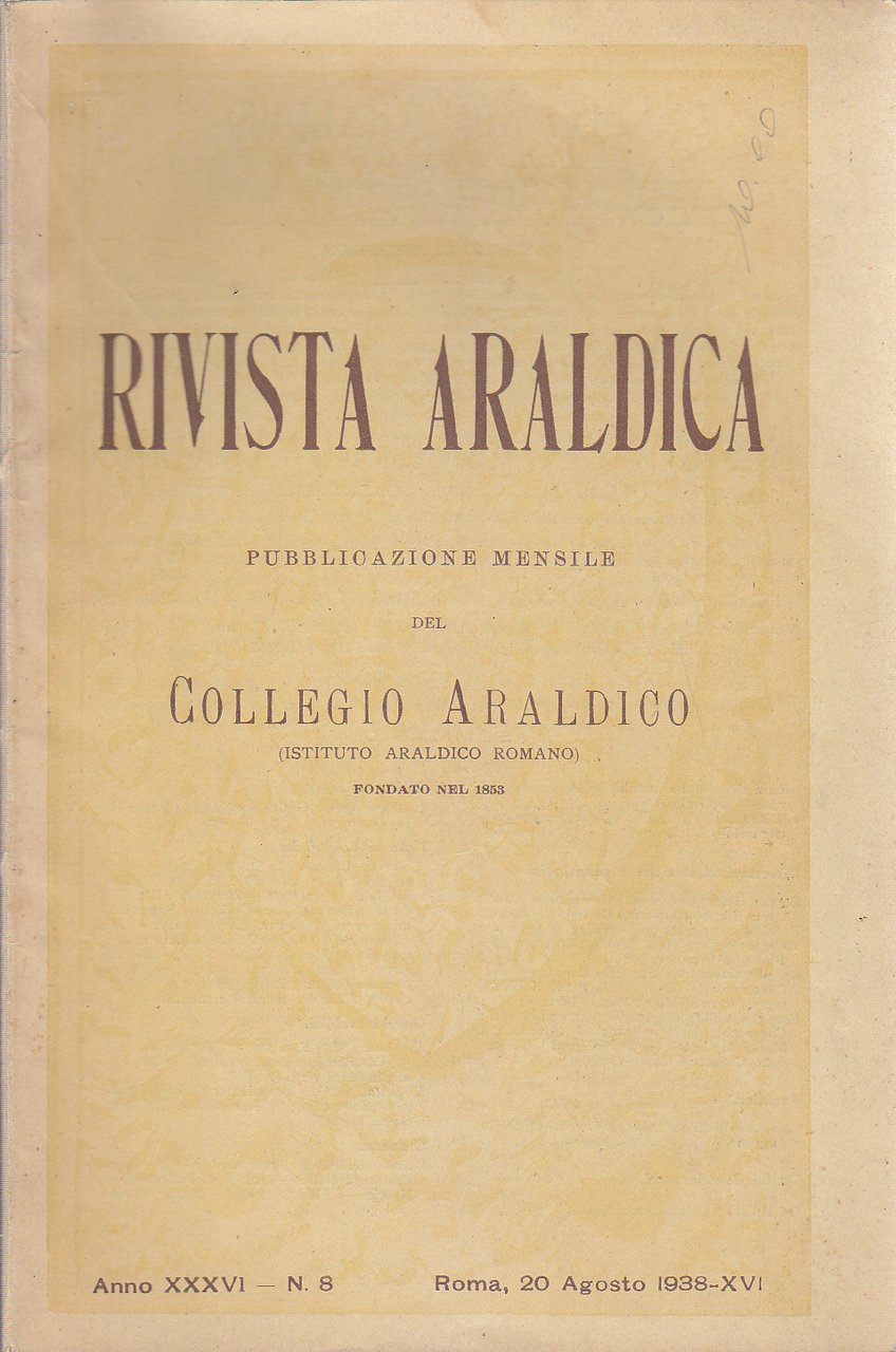 RIVISTA ARALDICA DELL’ISTITUTO ARALDICO ROMANO 20 agosto 1938 giornale vintage
