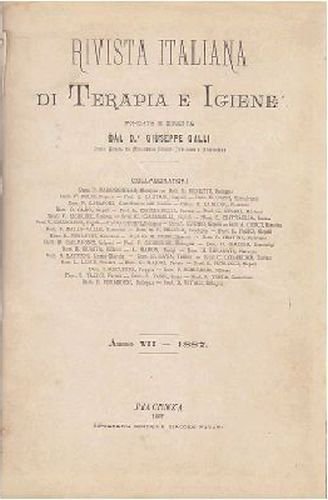 RIVISTA ITALIANA DI TERAPIA E IGIENE anno VII 1887 Favari …