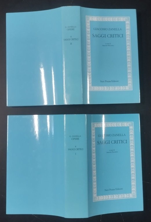 SAGGI CRITICI di Giacomo Zanella 2 Volumi COMPLETO 1990 Neri …
