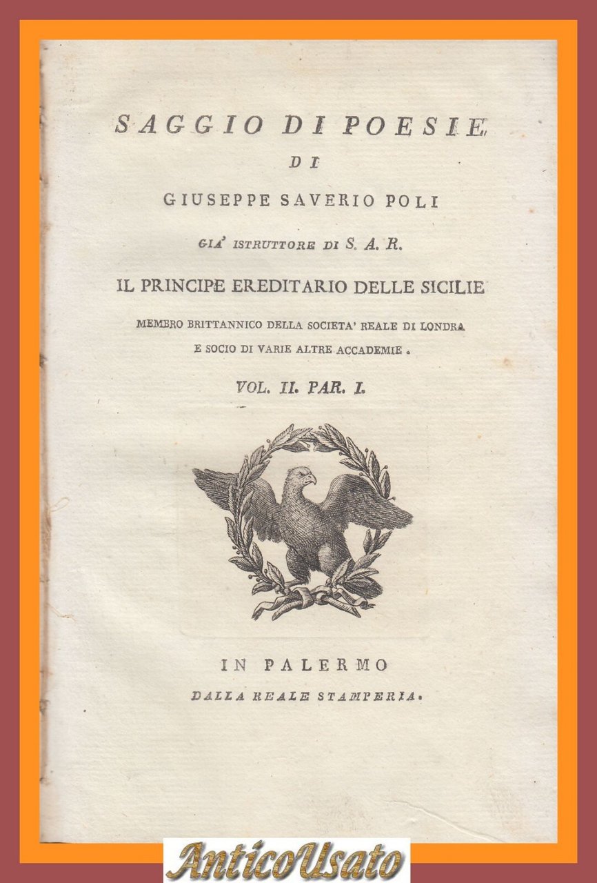 SAGGIO DI POESIE Giuseppe Saverio Poli Volume II parte 1 …
