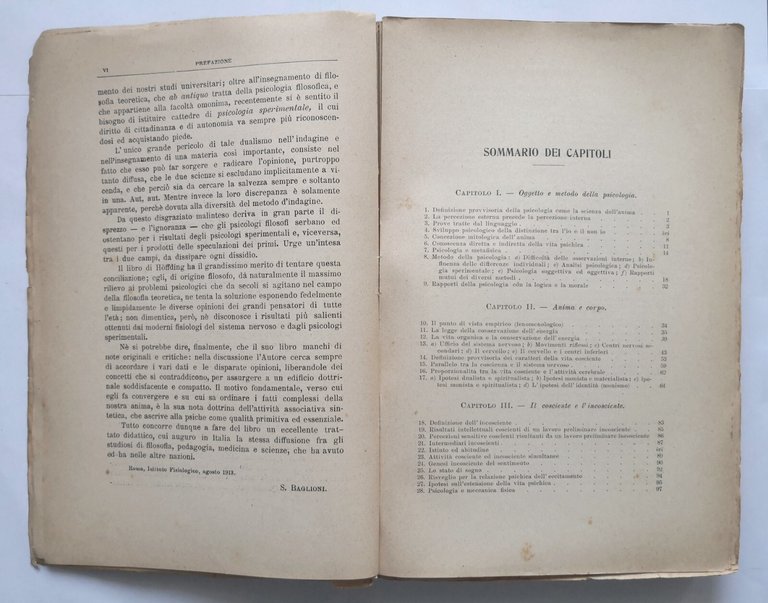 SAGGIO DI UNA PSICOLOGIA BASATA SULL'ESPERIENZA di Harald Hoffding 1913 …
