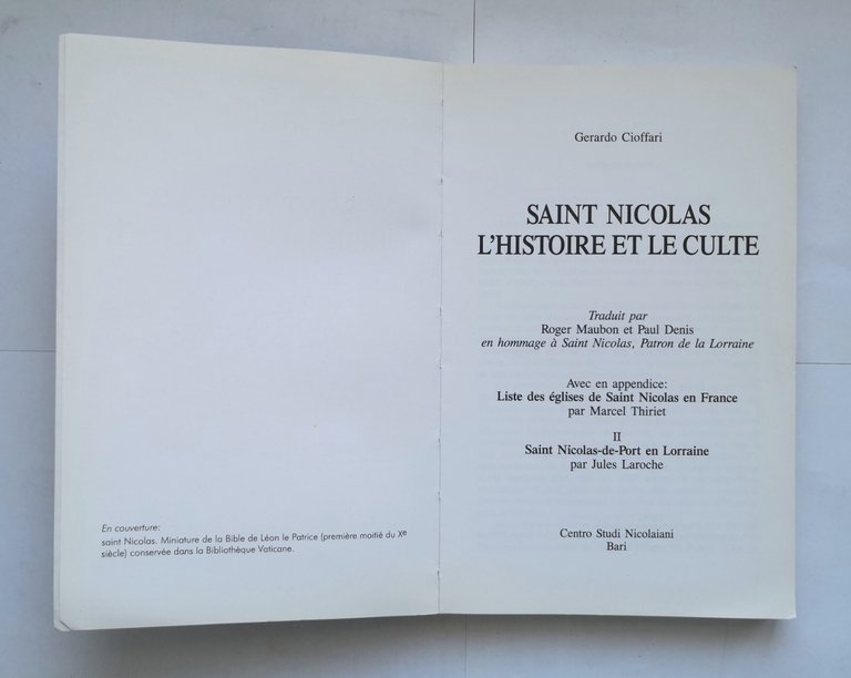SAINT NICOLAS L'HISTOIRE ET LE CULTE di Cioffari 1996 Studi …