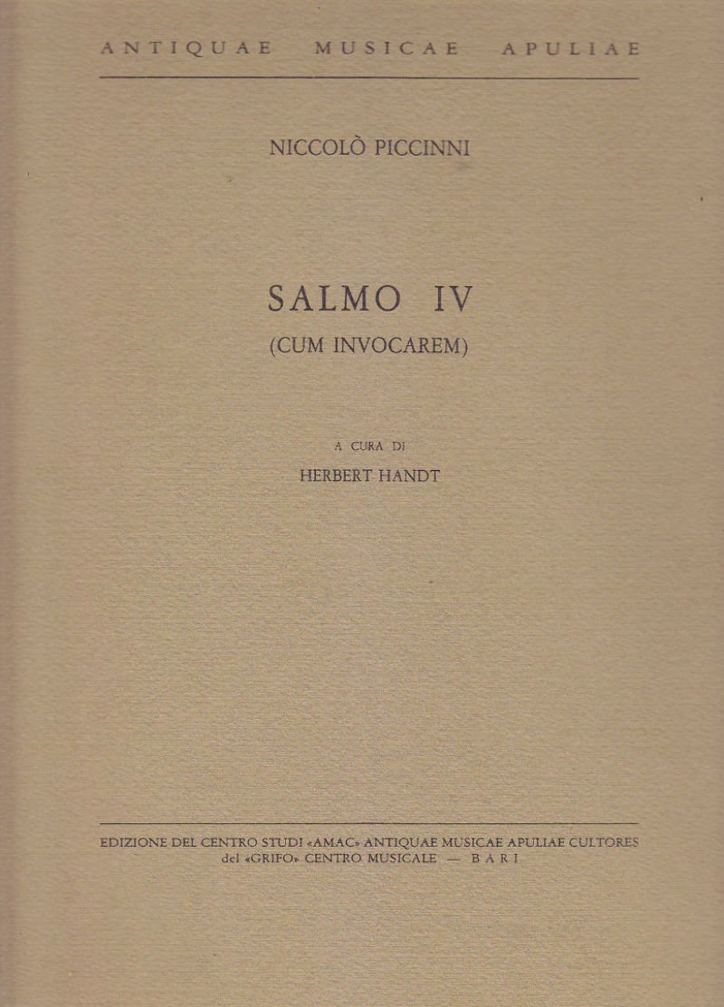SALMO IV CUM INVOCAREM di Niccolo’ Piccinni a cura Harbert …