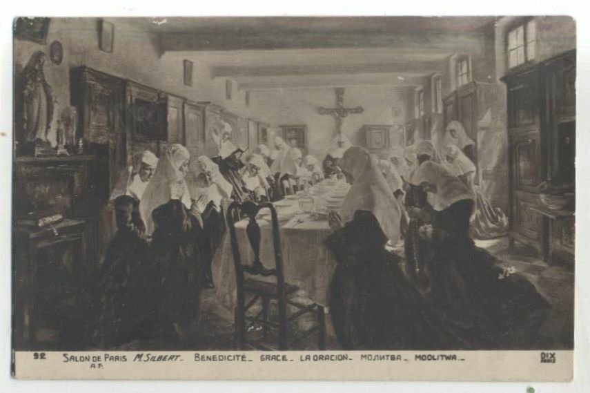 Salon de Paris Silbert Benedicite Cartolina Originale d'epoca Vintage Postcard