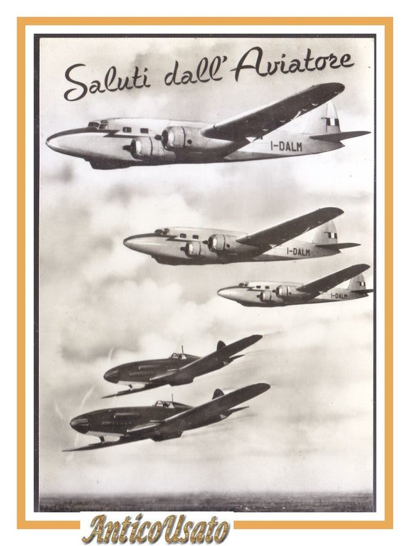 SALUTI DALL'AVIATORE cartolina viaggiata 1966 Aerei Aviazione Aeroplani Vintage