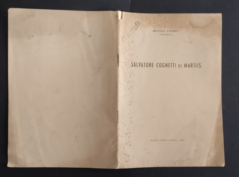 SALVATORE COGNETTI DE MARTIIS di Michele Viterbo Cressati Editore Libro …
