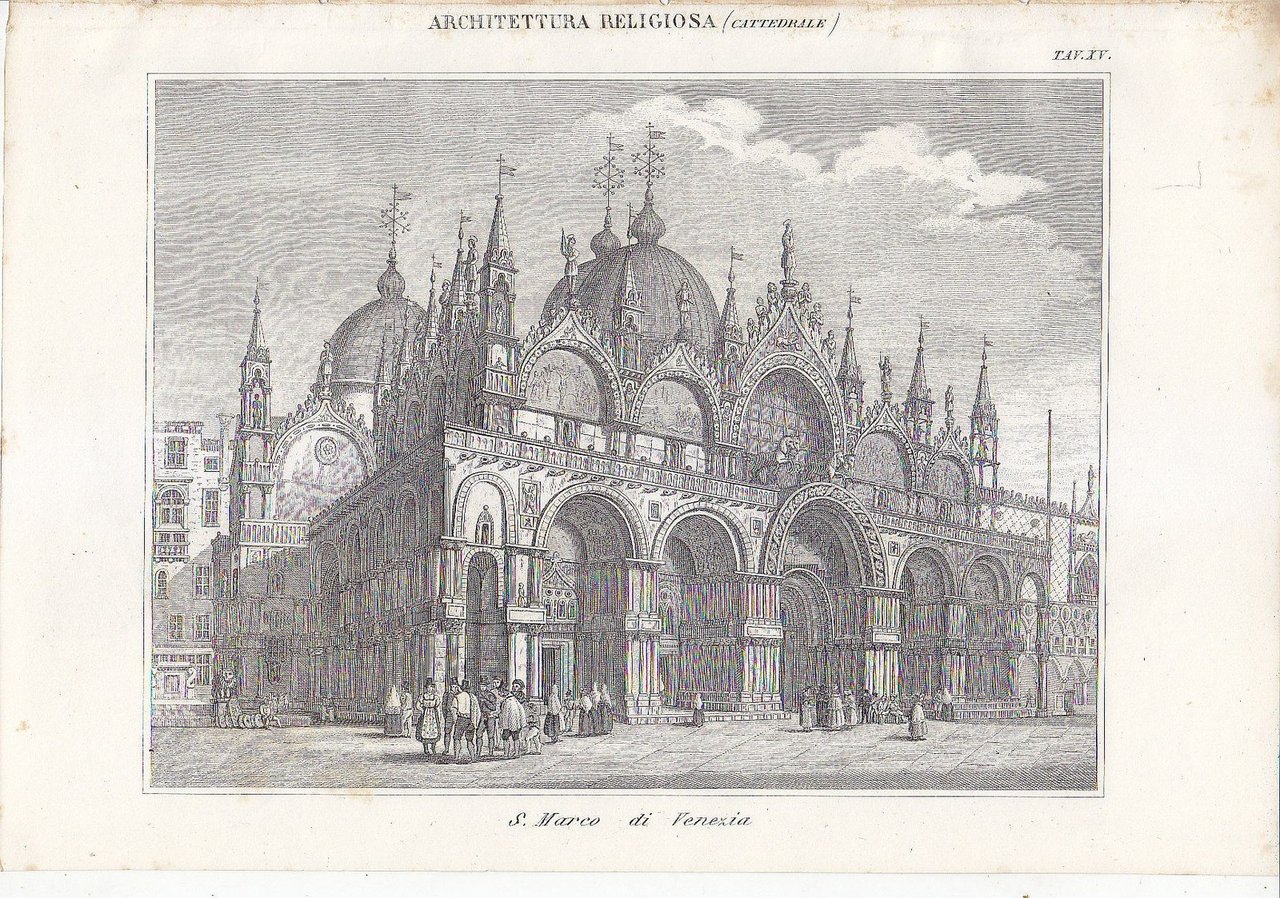 SAN MARCO DI VENEZIA Incisione Stampa 1866 Tavola Architettura senza …