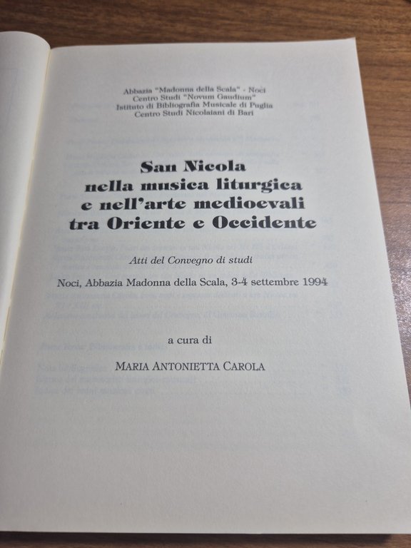SAN NICOLA NELLA MUSICA LITURGICA E ARTE MEDIOEVALE Carola 1997 …
