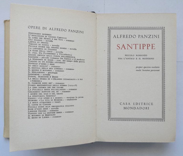 SANTIPPE romanzo di Alfredo Panzini 1945 Mondadori libro