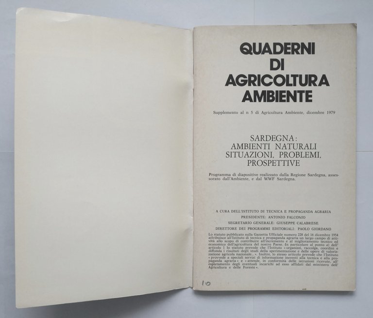 SARDEGNA AMBIENTI PROBLEMI QUADERNI DI AGRICOLTURA AMBIENTE dicembre 1979 libro